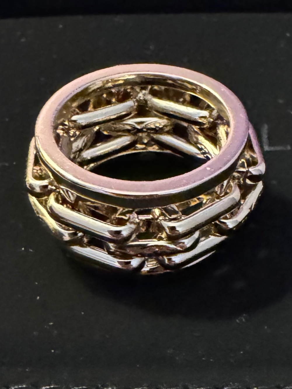 Super Rare New Classic Chanel CC Logo Crystal & Gold Ring size 7 - Picture 4 of 6